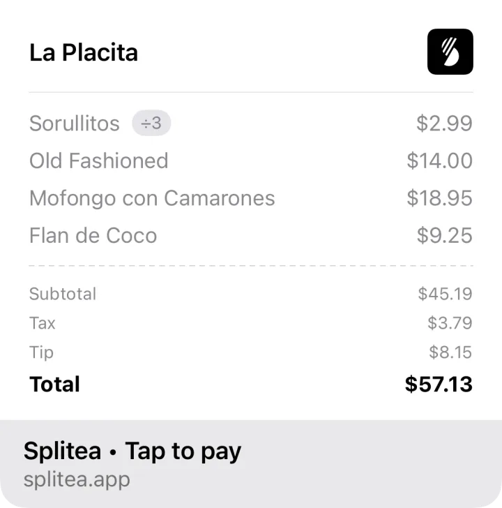 Um cartão de prévia de link do Splitea em uma conversa.
